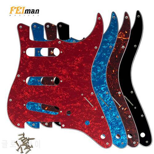 Pleroo 11 Screw Hole Guitar Pickguard For USA/Mexico Fender Strat Standard SSS St Scratch Plate With Screws Multi Color