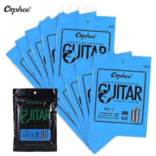 Orphee RX-1 Single Guitar String for Electric Guitar 1st E/ 2nd B/ 3rd G-String (.009) 10-Pack Nickel Alloy Super Light Tension