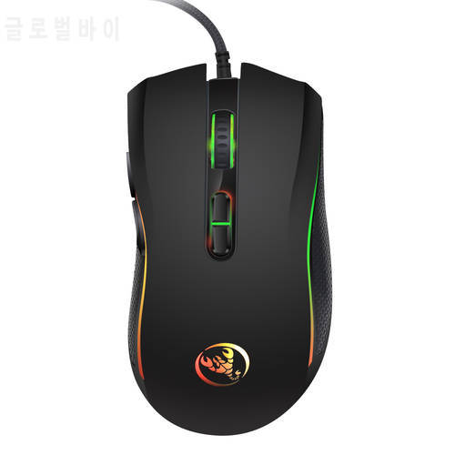 HXSJ new color luminous gaming mouse 7 buttons 3200DPI adjustable black office PC notebook for USB mice ABS material