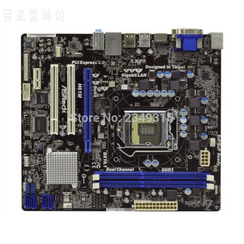 Used For ASRock H61M Desktop Board H61 Slot LGA1155 DDR3 Motherboard SATA2 USB2.0 Support I3 I5 I7
