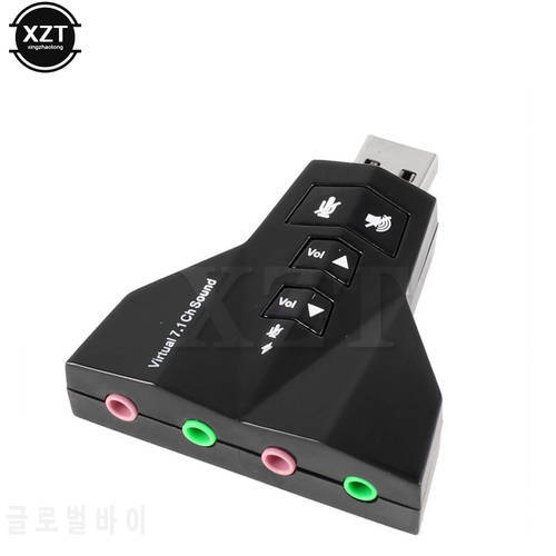 External USB Sound Card Adapter Digital Dual Virtual 7.1 Channel USB 2.0 2 in 1 3D Audio Headset Headphones Mic 3.5mm for pc