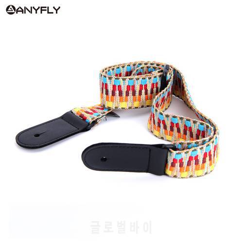 New Hawaii Guitar Ukulele Guitar Pure Cotton Woven strap Belt Adjustable Leather End Wholesale Musical Accessories