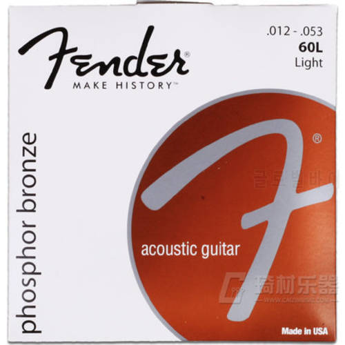 Fender 60L Phosphor Bronze Acoustic Guitar Strings, Light, 12-53