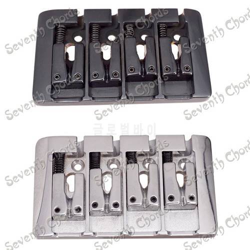 Vintage L Shape 4 String Saddle Electric Bass Bridge / Top Load or Strings through body . - Chrome - Black For choose