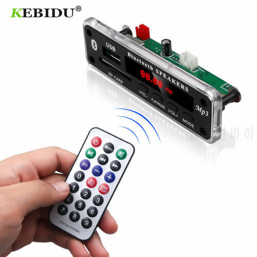 KEBIDU 5V 12V Bluetooth MP3 WMA Decoder Board Audio Module Color Screen Support USB SD AUX FM Audio Radio Module Car Mp3 Player