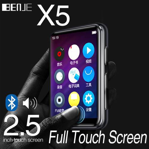 BENJIE X5 Full Touch Screen Bluetooth MP3 Player Music Player With FM Radio Video Portable Walkman E-book With Built In Speaker