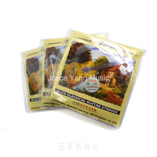 3 Sets of Alice A106-H Clear Nylon Classical Guitar Strings Silver-Plated Copper Alloy Wound Strings 1st-6th Strings