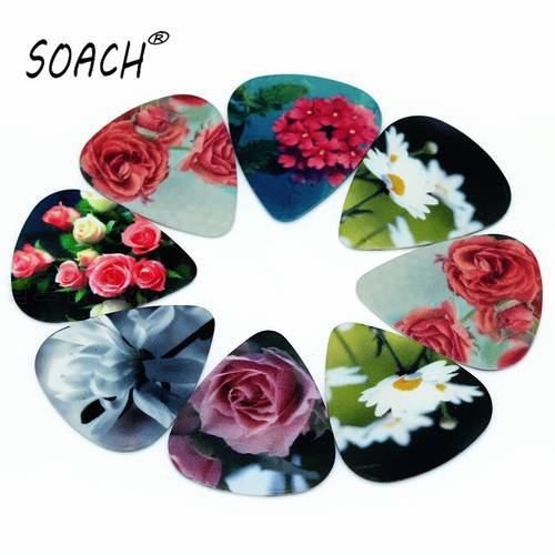 SOACH 10pcs 0.71mm Flowers two side earrings pick DIY design guitar Accessories pick guitar picks for ukulele bass