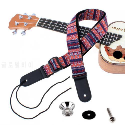 Adjustable 75-130cm Ukulele Guitar Strap Cotton Leather Sling Belt Buckle with Tail Nail 3 color for option