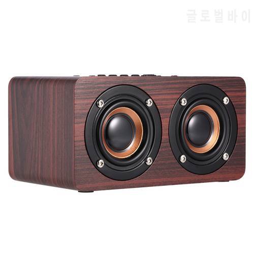 W5 Wooden Wireless Bluetooth Speaker Double Speaker support TF Card AUX Audio Line connection Loudspeakers Portable Bass Boombox