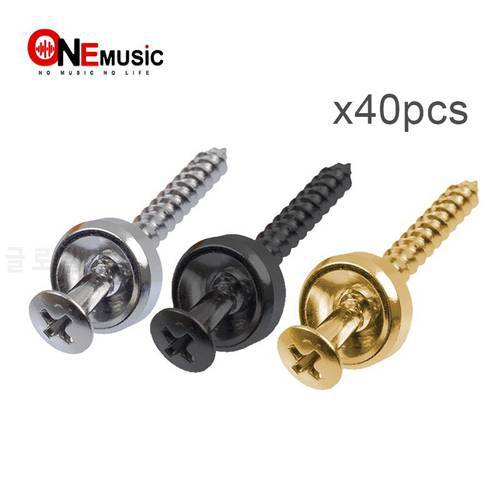 40pcs Guitar neck Joint Plate Screw Bushings Ferrules For Neck Mounting With Screws black-chrome-Gold