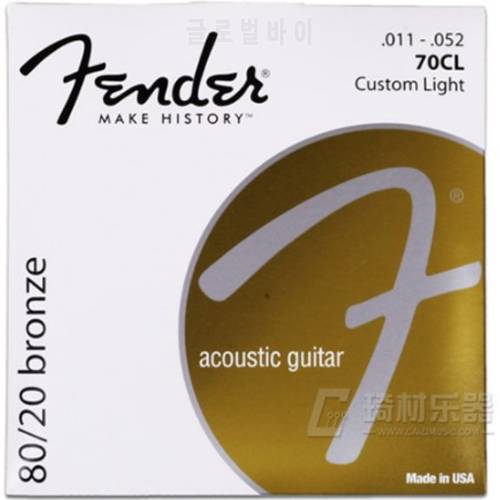 Fender 70CL 80/20 Bronze Acoustic Guitar Strings, Custom Light, 11-52