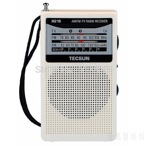 TECSUN R-218 AM/FM/TV Radio Sound Pocket Receiver with Built-In Speaker Portable Radio FM:76.0-108.0MHz Internet Radio