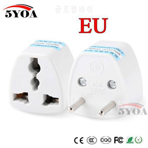 Universal US UK AU EU US To EU Plug USA Euro Europe Travel Wall AC Power Charger Outlet Adapter Converter 2 Round Socket Pin