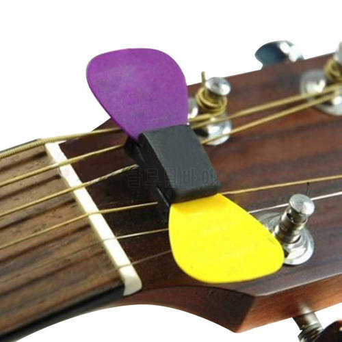 Lovely Cute Guitar Accessories 1Pc Black Rubber Guitar Pick Holder Fix On Headstock For Guitar Bass Ukulele