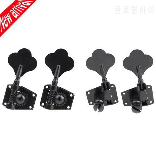 4pcs/set 4R Black Electric Bass Tuners Machine Heads Tuning Pegs Keys Set With Mounting Screws & Ferrules Guitar Parts