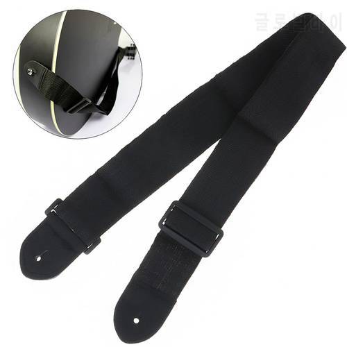 68-124cm Black Color Strong Adjustable Nylon Guitar Strap Folk Guitar Wooden Guitar with PU Leather Ends for Guitar Player