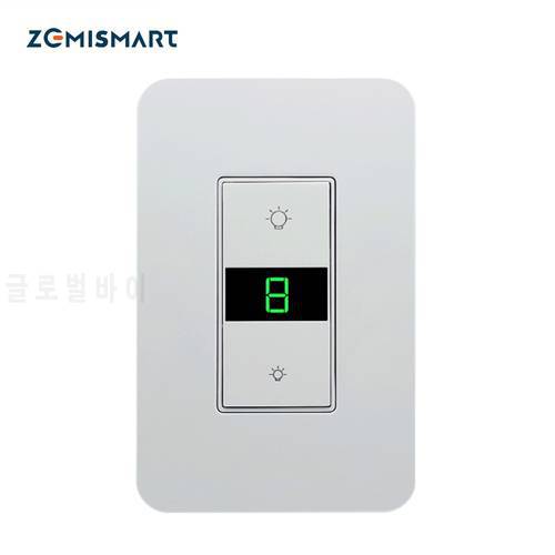 Zemismart Tuya WiFi US Dimmer Switch 110V 120V for Light with Display Screen Alexa Google Home Assistant Enable