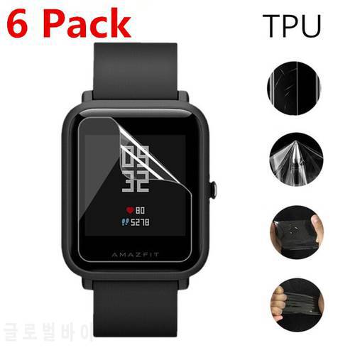 (6 Pack)For Xiaomi Huami Amazfit Bip Stratos Sports Smartwatch Clear Screen Protector Protective Soft Film (Not Tempered Glass)