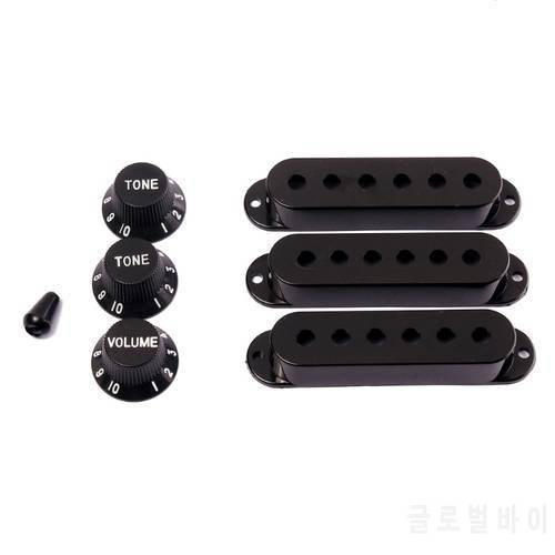 Black Guitar Parts Set Switch tip Single Coil Pickup Cover 1 Volume 2 Tone Knobs