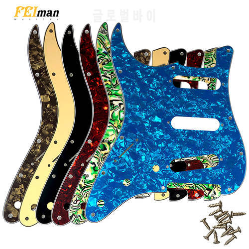 Pleroo Guitar Accessories Left handed Pickguard and 11 Screws For Fender Strat Standard SSS St Scratch Plate Multi Color