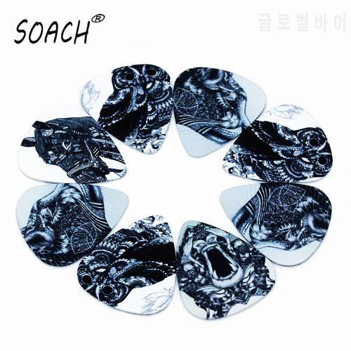 SOACH 10PCS 0.46mm high quality guitar picks two side pick Black and white animal picks Mix picks Guitar accessories for base