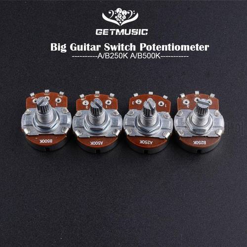 10Pcs 18mm Base Guitar Switch Knob BIG A250 B250 A500K B500K Guitar Control Pot Potentiometer Volume Potentiometers Guitar Part