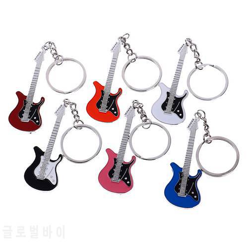 1PCS Mini Metal Classic Electric Guitar Keychain Key Car Chain Guitar Key Ring Musical Instruments Pendant For Man Women 6Colors