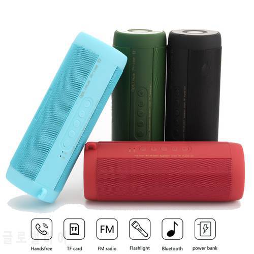 T2 Bluetooth Music Bass Speaker Waterproof Portable Outdoor LED Wireless Column Loudspeaker With TF Card FM Radio Aux for Phones