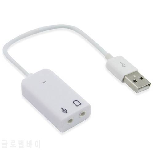 200pcs 3D Hot Sale White 2.0 Virtual 7.1 Channel External USB Audio Sound Card Adapter Sound Cards For Laptop PC Mac With Cable