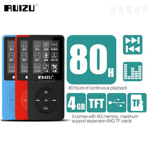RUIZU X02 Ultrathin MP3 Player With Screen 4G Mini Music Player Support FM Radio Voice Recoder E-book Video Audio Player Walkman