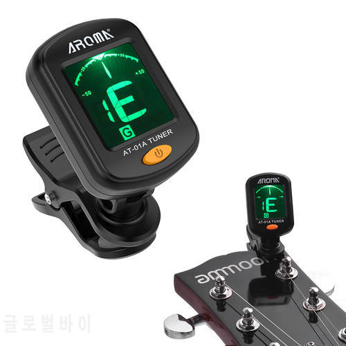 AROMA AT-01A Guitar Tuner Rotatable Clip-on Tuner LCD Display for Chromatic Guitar Bass Ukulele Guitar Parts & Accessories