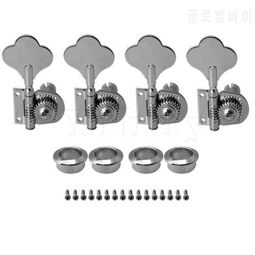 Yibuy Chrome Vintage Open Bass Machine Heads For Electric Bass 4R