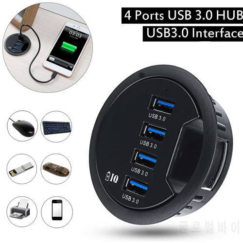 Mount In Desk 4 Port USB 3.0 HUB Adapter Phone Device Charging Rechargeable Combo Transfers Data Readable Data Cable for Macbook