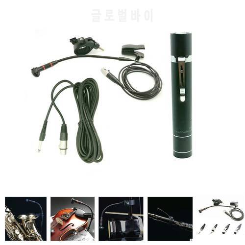 High Quality Saxo Microphone with Power Supply, Mic for Saxophone violin erhu flute gourd Instrument connect to Mixer Amplifier
