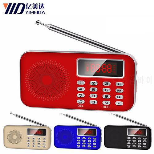 Y-619 Mini FM Radio FM dab Radio radyo Speaker USB Rechargeable Music Player Support TF/SD Card with LED Display Screen