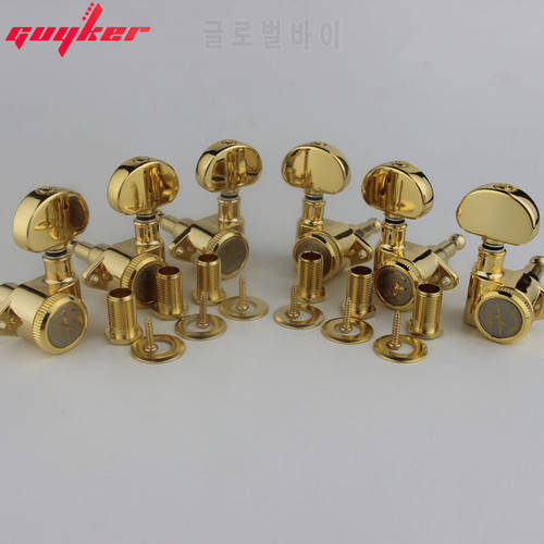 1 Set GUYKER 3R3L Locking String Sealed Tuning Key Pegs Gold Tuners Set Replacement for LP SG Style Electric Guitars