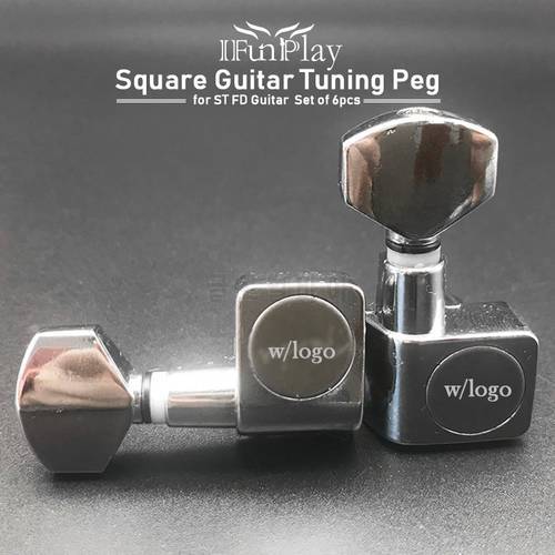 6R Square Guitarra Peg Locking String Guitar Tuning Pegs Key Tuner Machine Head for FD ST Electric Guitar Silver with Logo