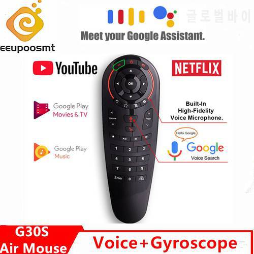 G30 S Voice Remote control 2.4G Wireless Voice Air Mouse 33 keys IR learning Gyro Sensing Smart remote for Game android tv box