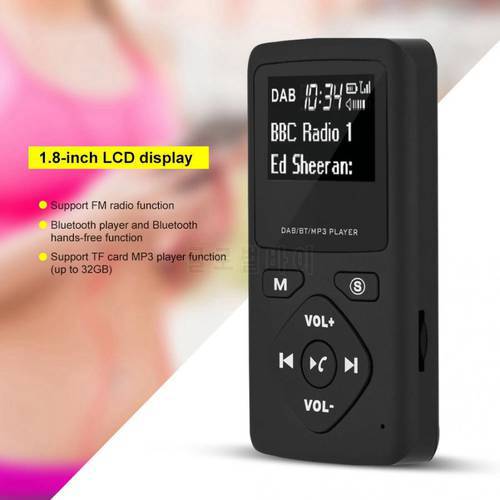 Portable DAB/DAB+ Pocket Digital Radio Receiver Bluetooth-compatible MP3 Player with Earphone Radio Receiver