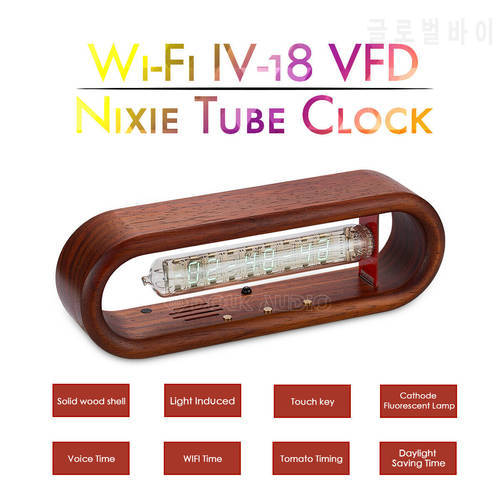 Nobsound Vintage ИВ / IV-18 VFD Nixie Tube Clock Wecker Alarm Tomato Timing Wooden WiFi Remote Control Fluorescent Display