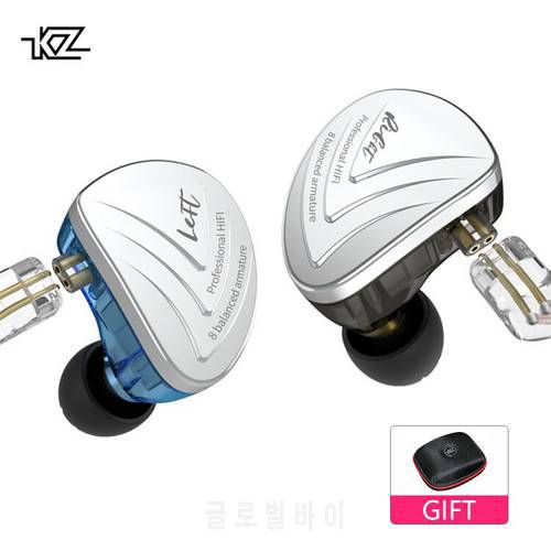 KZ AS16 8BA Driver In Ear Monitor Headphone HIFI Earphone Wired Headset Earbuds With Detachable 2PIN Cable KZ ZSN Pro ZS10 Pro