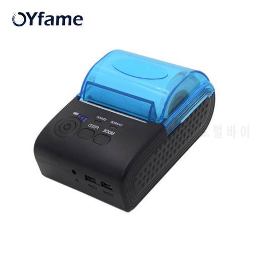 OYfame 58MM Protable Thermal Receipt Printer Bluetooth Ticket Bill Label Mini Thermal Printing Machine For Receipt QR Code Print