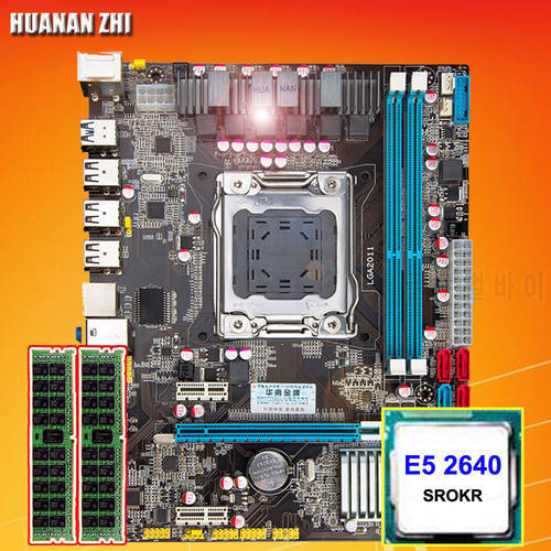 HUANANZHI X79 Micro-ATX Motherboard Combo Dual M.2 SSD Slot CPU Intel Xeon E5 2640 SROKR 2.5GHz RAM 8G(2*4G) REG ECC PC Part DIY