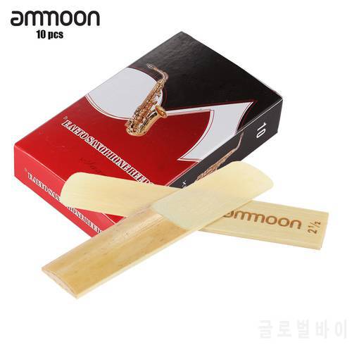 ammoon 10-pack Pieces Saxophone Reeds Bamboo Reeds for Eb Alto Saxophone Sax Accessories Strength 2.5/ 3.0