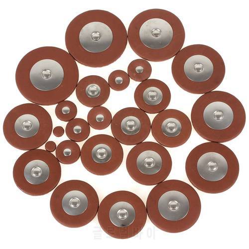 25pcs Professional Leather Tenor Saxophone Pads Orange Sax Pads Replacement Woodwind Musical Instruments Parts & Accessories