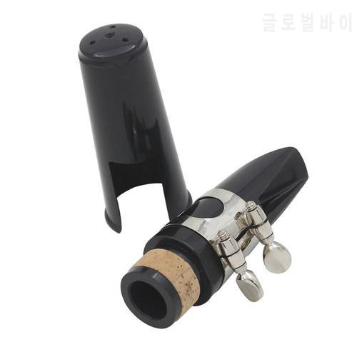Black Plastic B Flat Clarinet Mouthpiece & Cap Clamp Woodwind Instruments