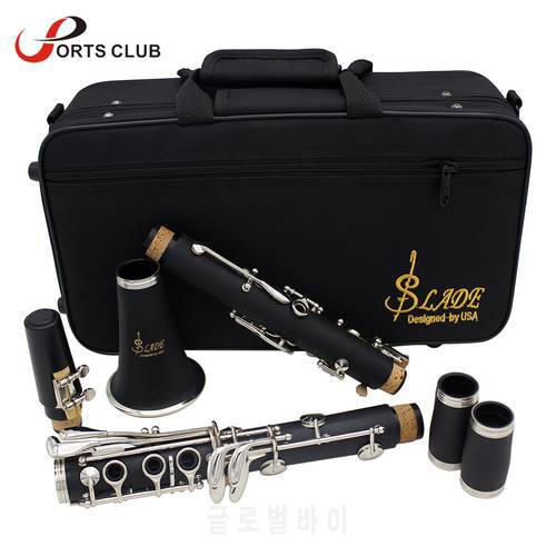 Clarinet ABS 17 Key bB Flat Soprano Binocular Clarinet with Cleaning Cloth Gloves 10 Reeds Screwdriver Case Woodwind Instrument