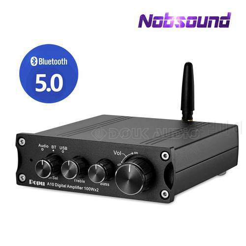 Nobsound Mini Bluetooth 5.0 Power Amplifier DAC USB Sound Card HiFi Class D Stereo TPA3116D2 Digital Amp 100W*2