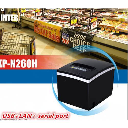 NEW 80mm receipt POS printer Automatic cutter bill Thermal printer USB Ethernet Serial Three ports are integrated in one printer